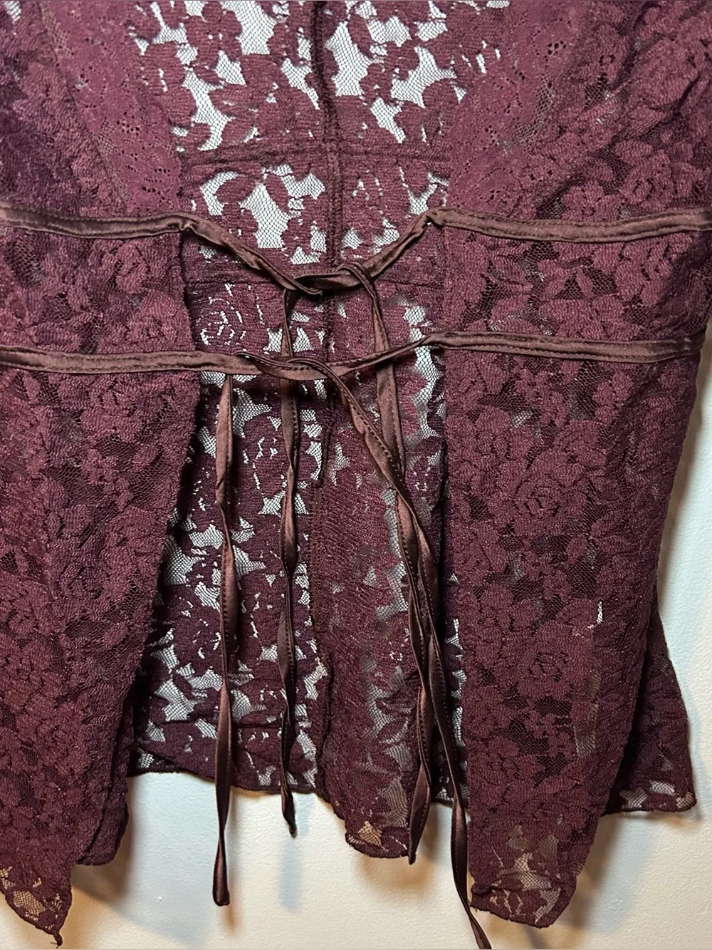 Free People Red Laced Long Sleeve Daylight Cardi Size Small